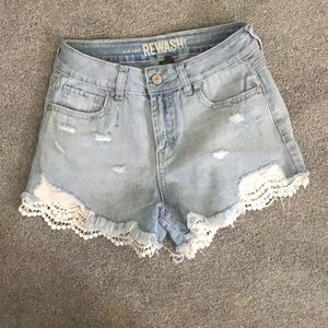 jean shorts with lace